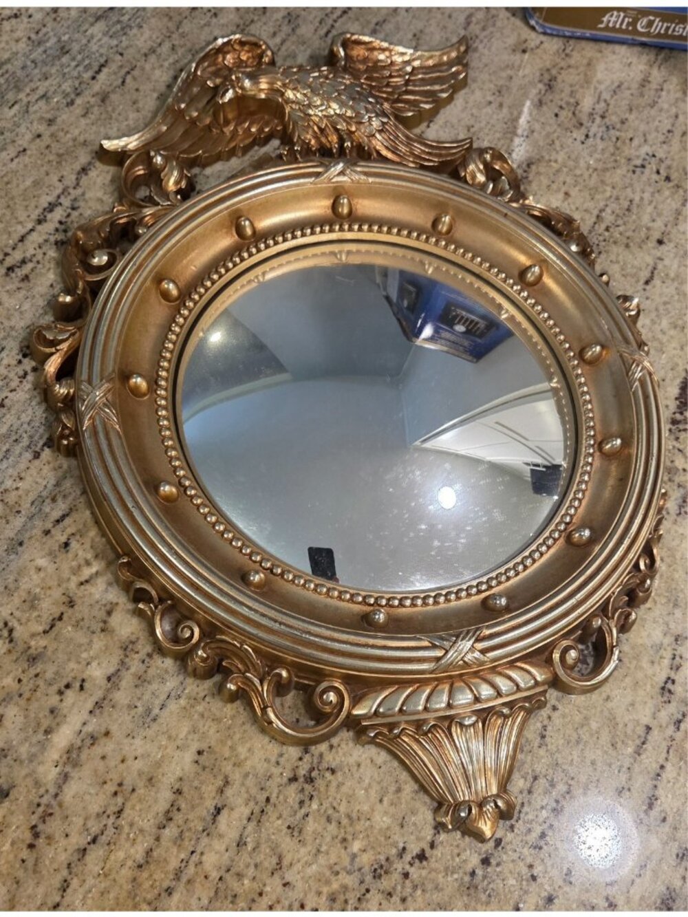 Vintage Large 14 X 21 SYROCO Wall CONVEX Mirror Federal EAGLE 4007 Gold